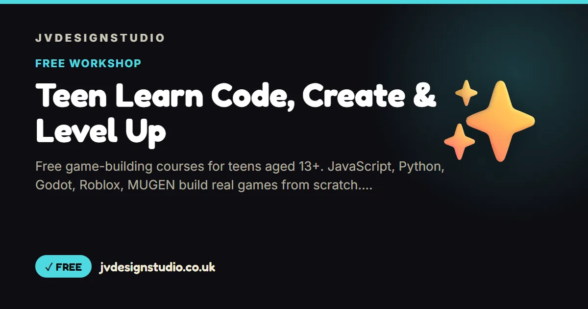Teen Learn preview , real coding courses in JavaScript, Python, Godot and more